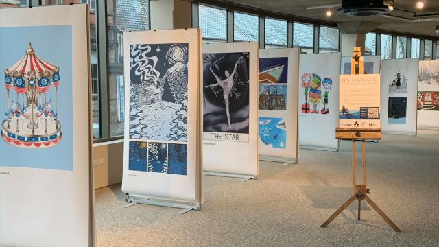 Artwork by all 57 of the participating students is on display at Monocle until early January.